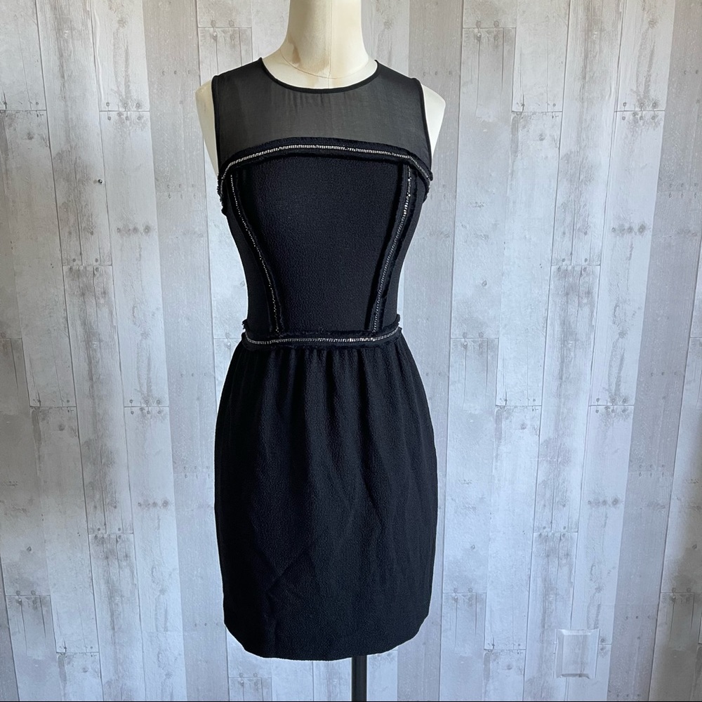 Sandro Paris Italy little black mini dress cocktail party semi sheer